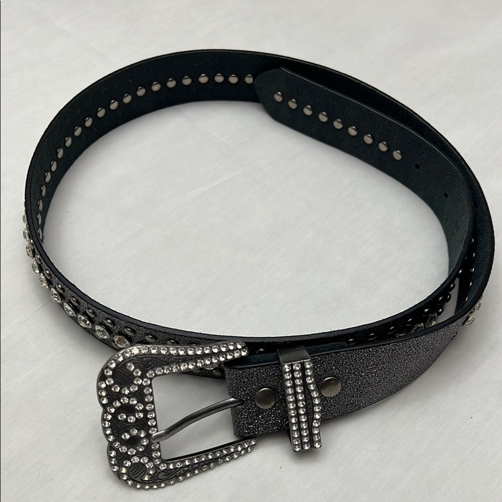 Black Studded Leather Belt